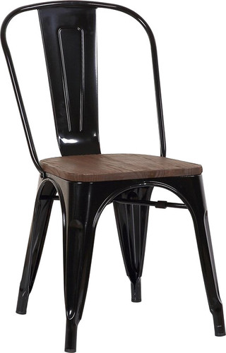 Стул Stool Group Tolix Wood YD-H440B-W LG-01 (черный глянцевый/темное дерево)