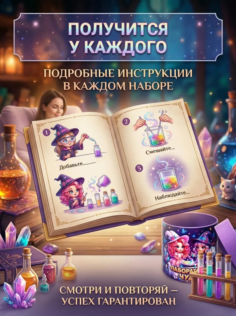 Набор для опытов Kristi Hobby Для девочек. Лаборатория чудес 13 в 1