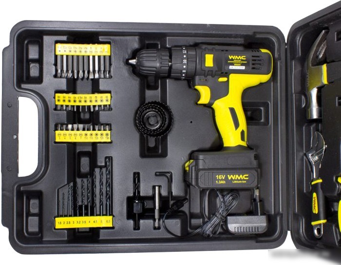 Дрель-шуруповерт WMC Tools 1057 (с 1-им АКБ, кейс, набор оснастки)