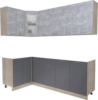 Готовая кухня Интерлиния Мила 12x22 без столешницы (бетон/антрацит)
