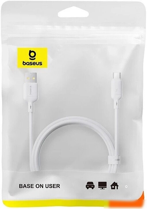 Кабель Baseus Silky Fast Charging Data Cable USB Type-A - USB Type-C 3A (2 м, белый)