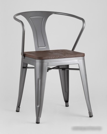 Стул с подлокотниками Stool Group Tolix ARM wood c подлокотниками (серебристый)
