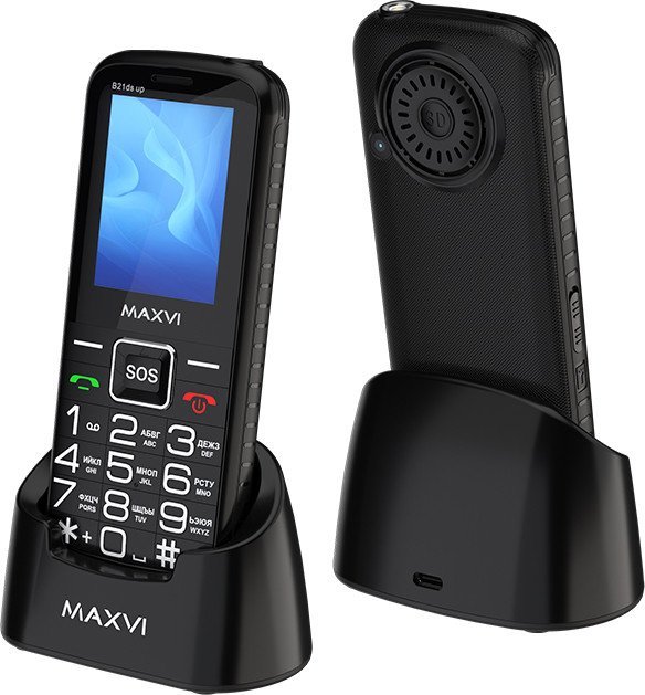 Кнопочный телефон Maxvi B21ds Up (черный)