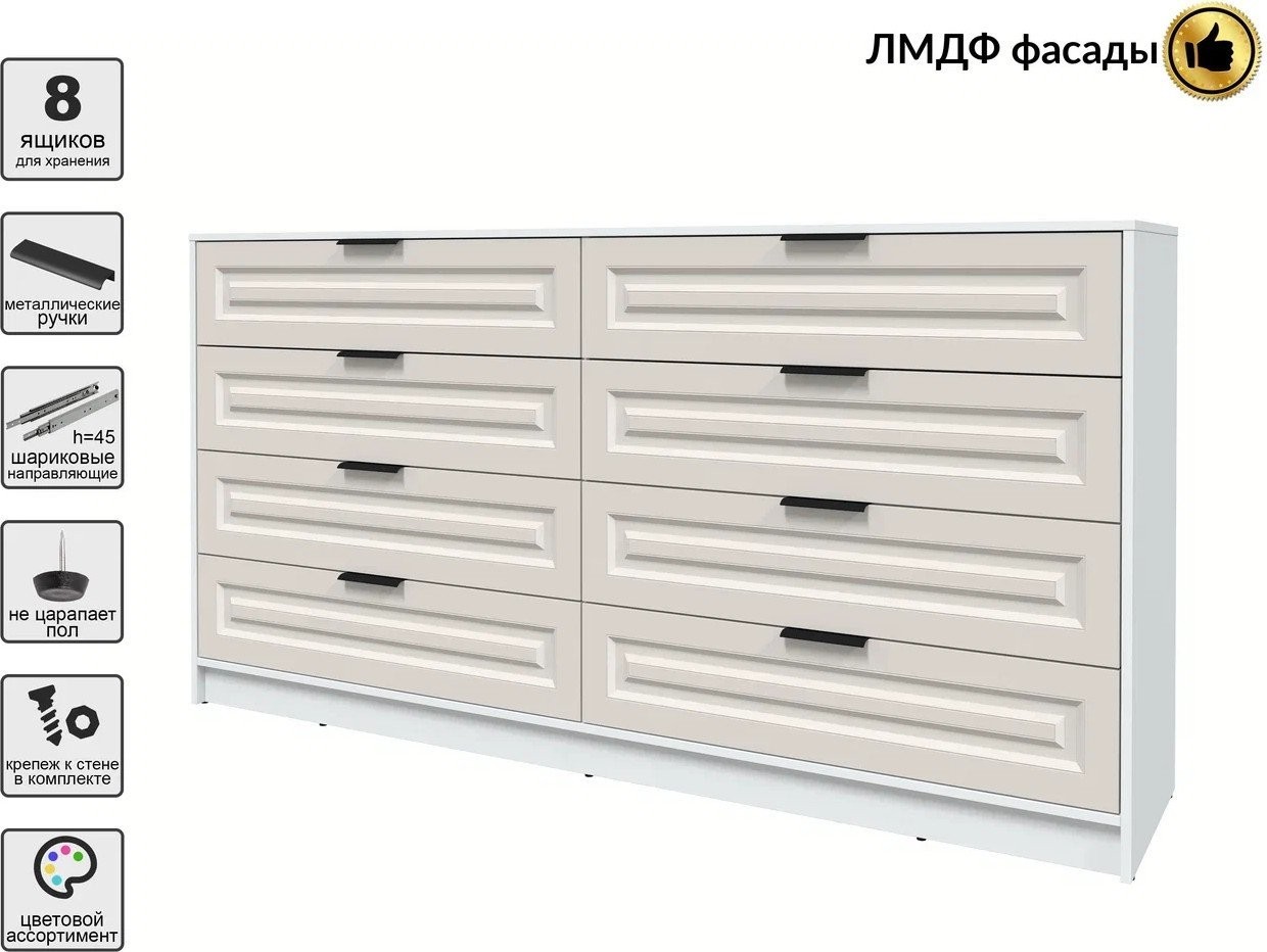 Комод Интерлиния Концепт КТ-К197 Деко (белый платинум/кашемир)