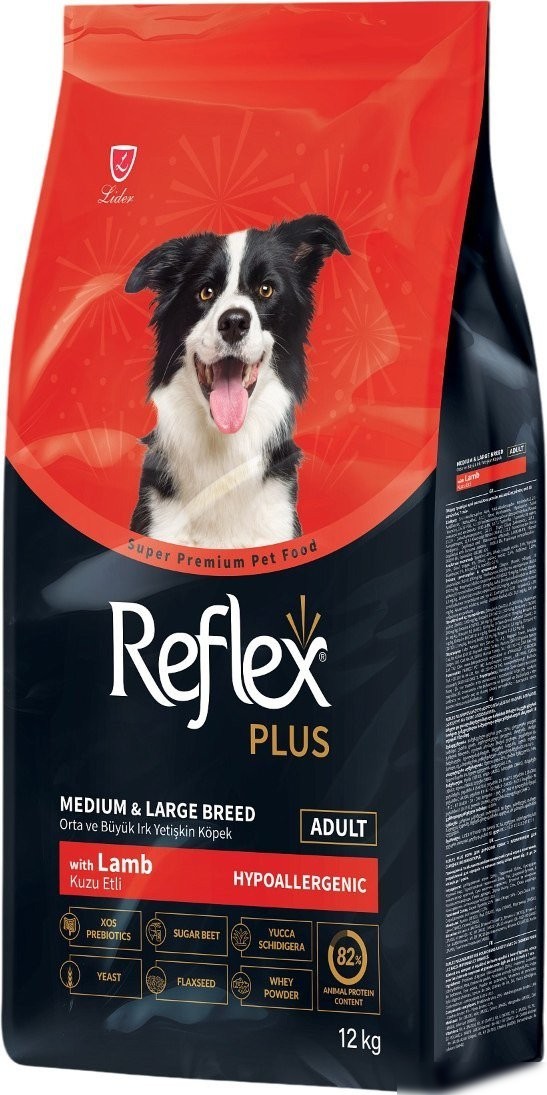 Сухой корм для собак Reflex Plus Для взрослых собак средних и крупных пород с ягненком и рисом 12 кг