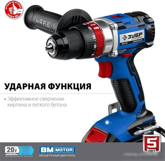 Ударная дрель-шуруповерт Зубр Профессионал DBS-201-22 (с 2-мя АКБ, кейс)