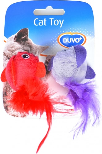 Игрушка для кошек Duvo Plus Плюшевые птицы с перьями с кошачьей мятой 1717027/DV