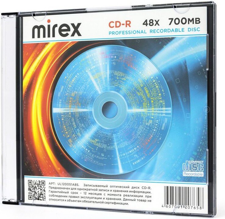 CD-R диск Mirex 700Mb 48x UL120051A8S (1 шт.)