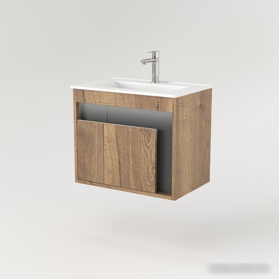 Дабер Тумба под умывальник 016 WeltWasser Deilbach 7517-60 Т16.6W.0.22_light (с подсветкой, дуб галифакс/серый)
