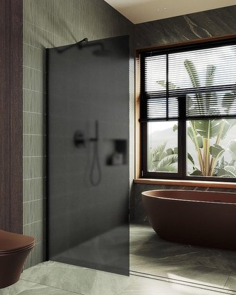 Душевая стенка MaybahGlass 99x195 MGD-1356-6ш (графитовое матовое стекло/черный)