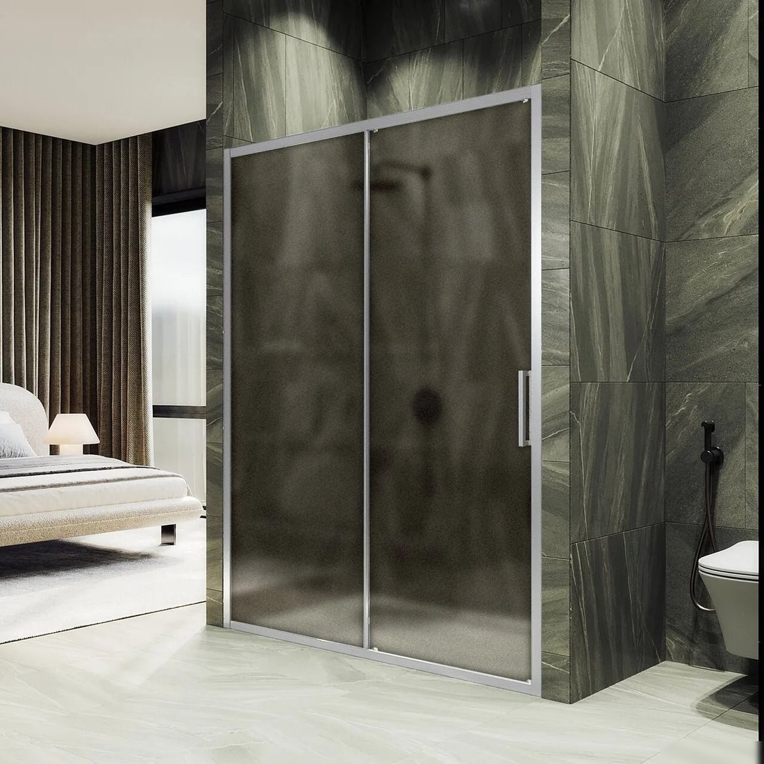 Душевая дверь MaybahGlass 195x120 MGD-1542-5 (бронза матовая стекло/хром матовый)