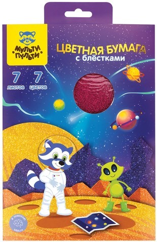 Набор цветной бумаги Мульти-пульти Енот в космосе ЦБ7А5б_16846 (7 цв)