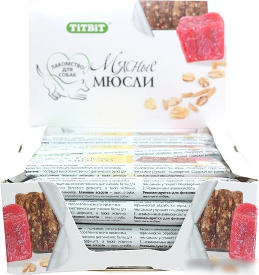 Лакомство для собак TiTBiT Fitness мюсли с телятиной и злаками 40 г