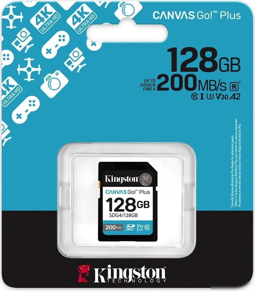 Карта памяти Kingston Canvas Go! Plus SDXC 128GB SDG4/128GB