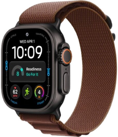 Умные часы Apple Watch Ultra 4 LTE 49 мм (титановый корпус, черный/бургунди, текстильный ремешок размера S)