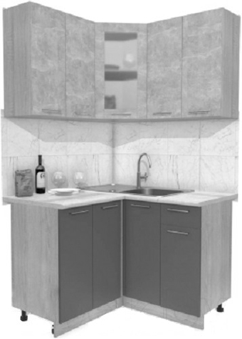 Готовая кухня Интерлиния Мила 12x12 (бетон-антрацит-травертин)