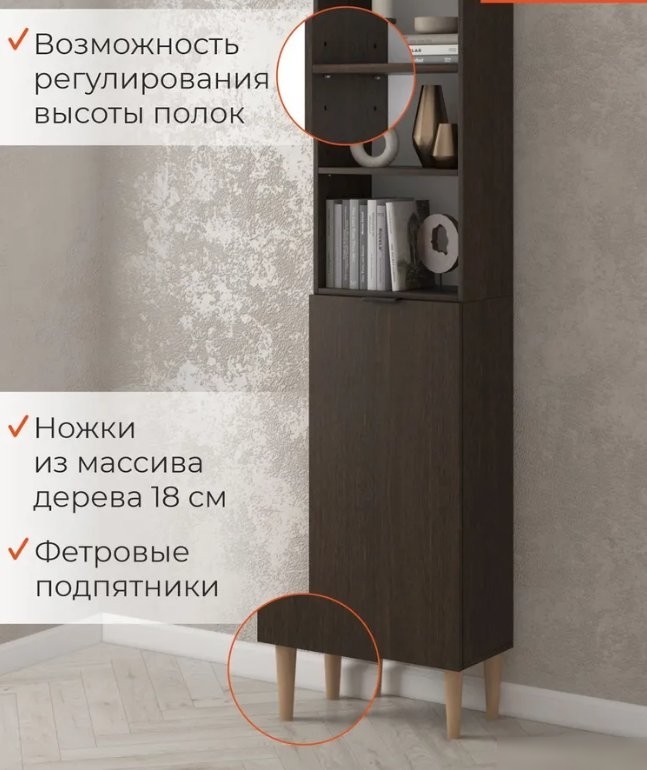 Стеллаж MONOFIX Одос с одной дверцей (венге)