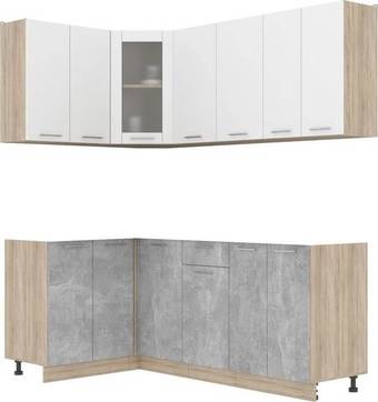 Готовая кухня Интерлиния Мила 12x20 без столешницы (белый платинум/бетон)