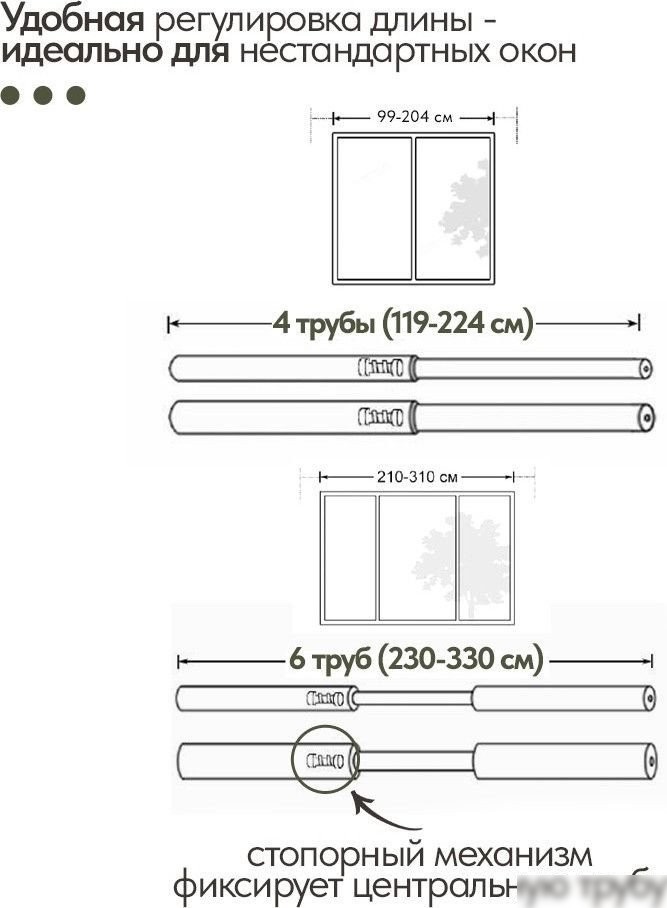 Карниз для штор UG Home Раздвижной 2-рядный 2UT-230-330-BG (черный графит, 2.3-3.3м)