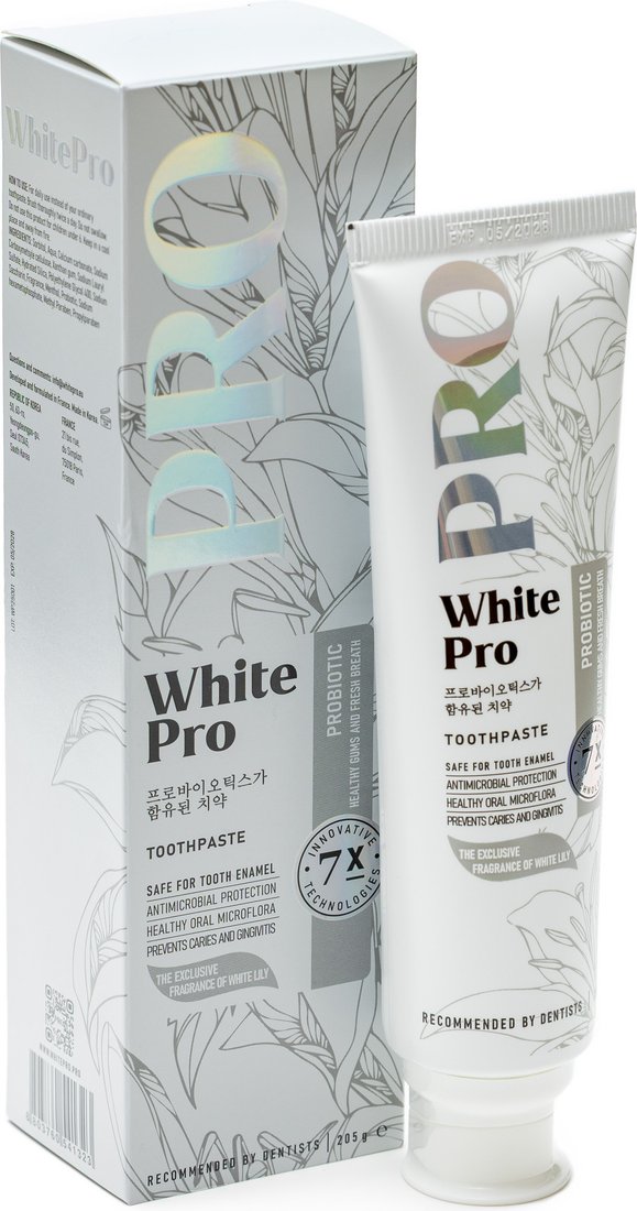 Зубная паста VO7 White Pro с пробиотиками и ароматом белой лилии 205 г