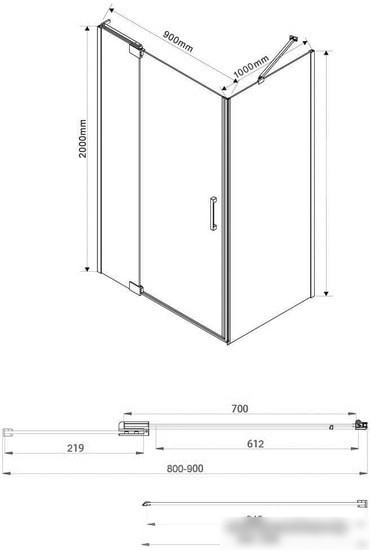 Душевой уголок Vincea Extra VSR-1E809010CL (хром/прозрачное)