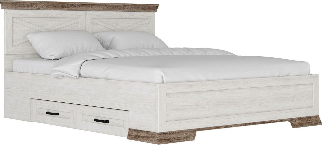Кровать Black Red White Marselle LOZ160х200_S М (ясень снежный/дуб сонома темный/ясень снежный)