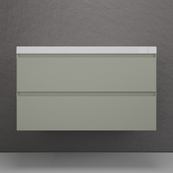 Symbolite Тумба под умывальник Манхэттен 100 Plus 2 ящика + Asti 100x45 (подвесная, олива)