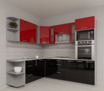 Готовая кухня Интерлиния Мила Gloss 1.88x2.4 левая (красный-черный)