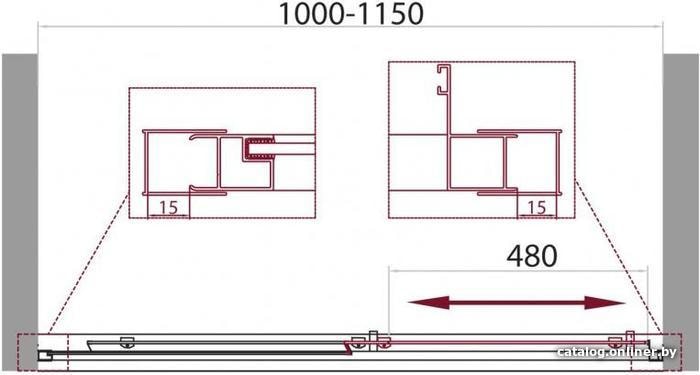 Душевая дверь BelBagno UNIQUE-BF-1-100/115-C-Cr (прозрачное стекло)
