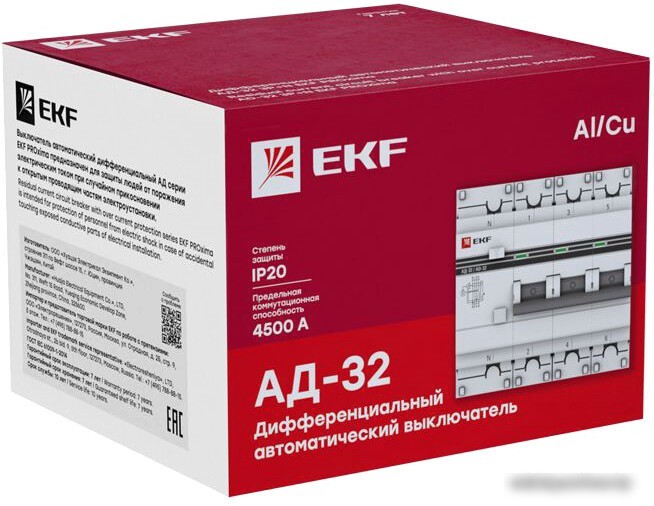 Дифференциальный автомат EKF PROxima АД-32 3P+N 25А30мА DA32-25-30-4P-pro