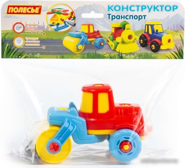Конструктор Полесье 77776 Дорожный каток (желтый/красный/голубой)