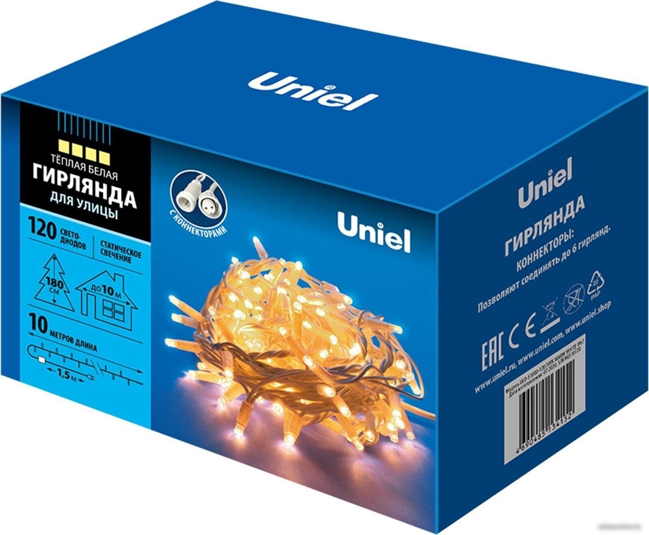 Новогодняя гирлянда Uniel ULD-S1000-120/SWK WARM WHITE IP67 UL-00007203