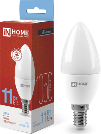 Светодиодная лампочка In Home LED-СВЕЧА-VC 11 Вт 230В Е14 6500К 1050 Лм