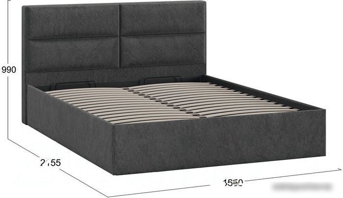 Кровать Трия Глосс универсальный тип 1 с ПМ и заглушиной 160x200 (Wellmart Graphite)
