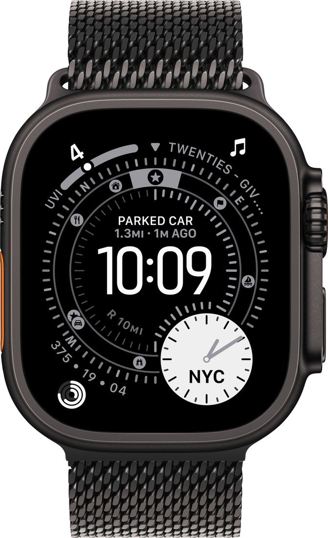 Умные часы Apple Watch Ultra 3 LTE 49 мм (титановый корпус, черный/черный, миланская петля S)