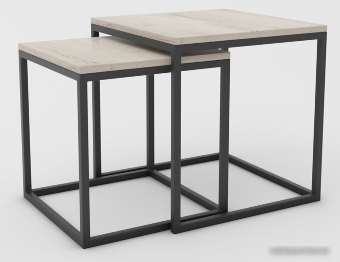 Журнальный столик Hype Mebel Дуэт 40x50-100 (черный/древесина белая) Журнальный столик Hype Mebel Дуэт 40x50-100 (черный/древесина белая)