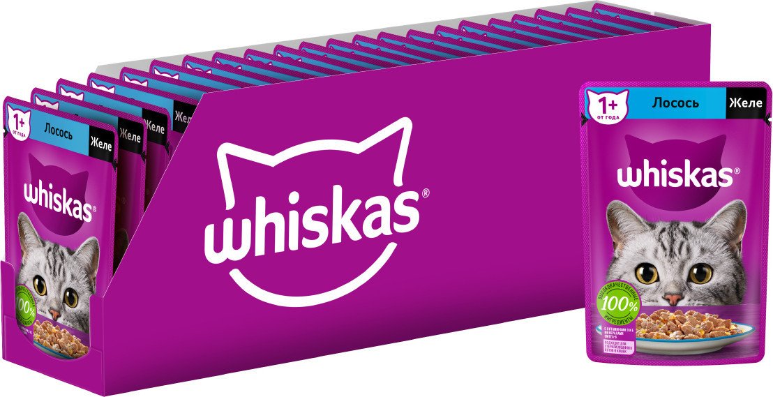 Пресервы Whiskas С лососем (5кг+28х85г)