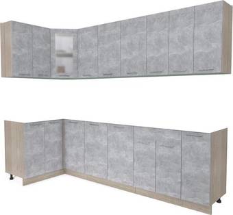 Готовая кухня Интерлиния Мила 12x27 без столешницы (бетон)