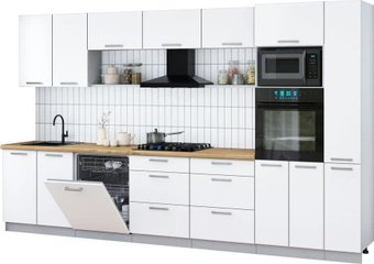 Готовая кухня Интерлиния Мила Gloss 3.5-ПМ1 (белый/белый/дуб бунратти)