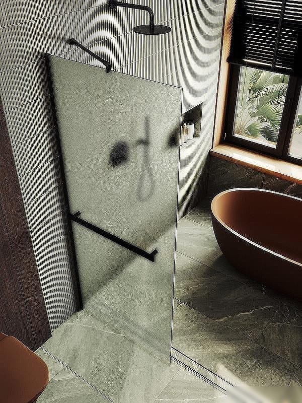 Душевая стенка MaybahGlass 99x195 MGD-1463-6ш (сатин стекло/черный)