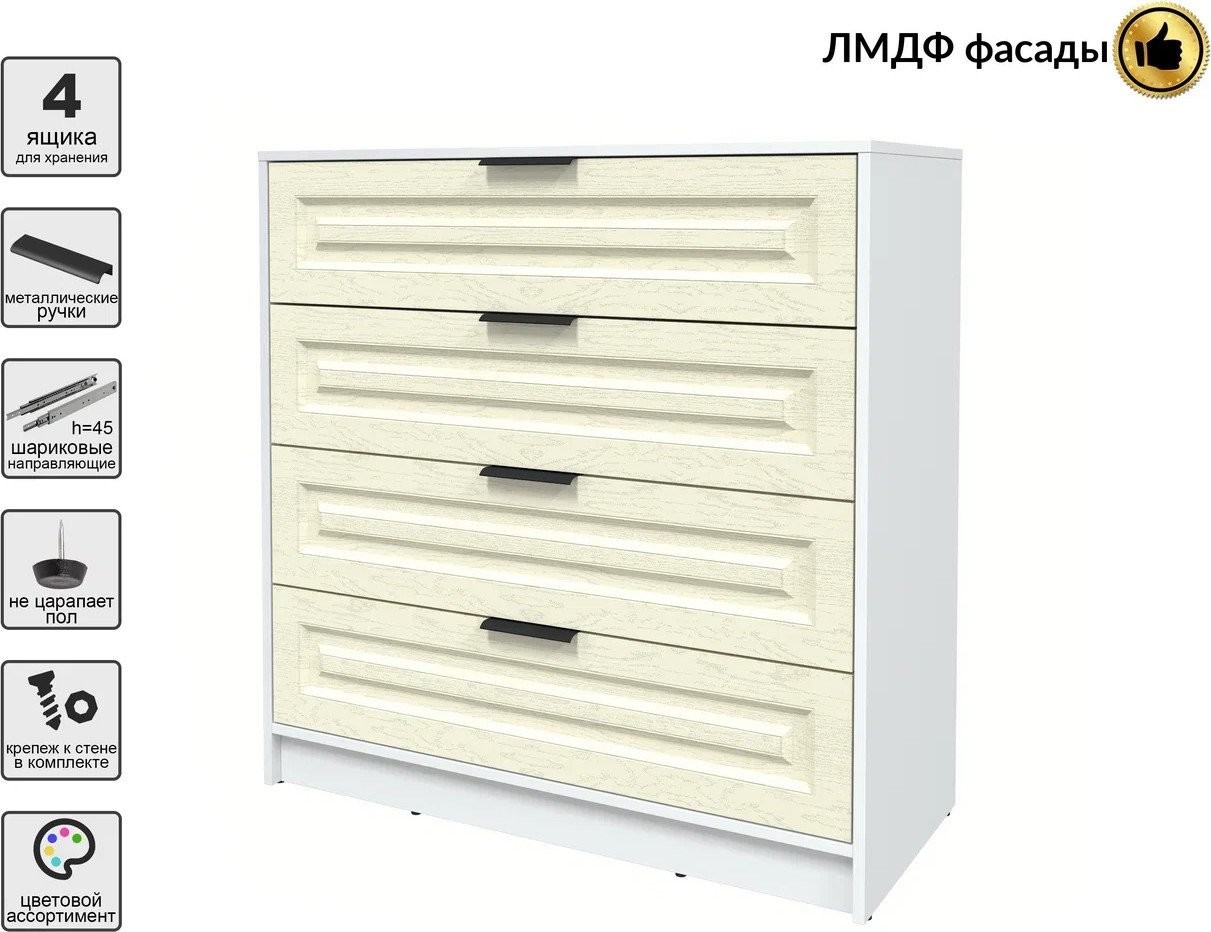 Комод Интерлиния Концепт КТ-К100 Деко (белый платинум/дуб снежный)