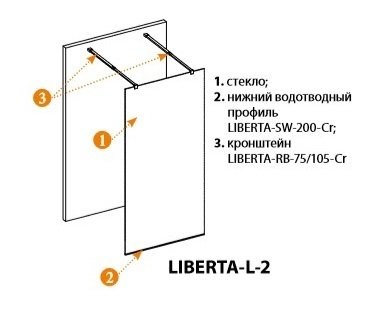 Душевая стенка Cezares LIBERTA-L-2-105-C-Cr