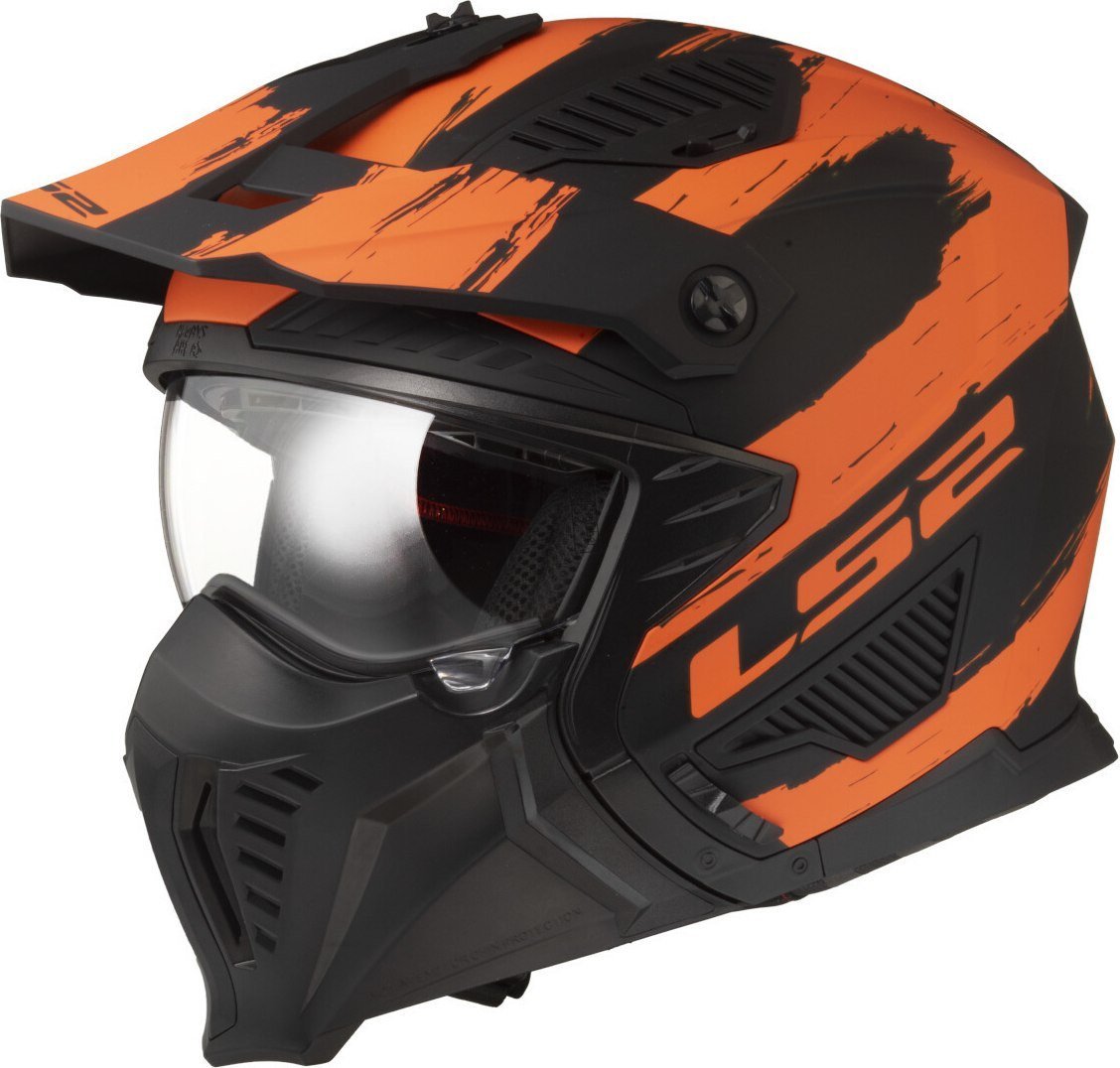 Мотошлем LS2 OF606 Drifter Mud (XXL, черный/оранжевый матовый)