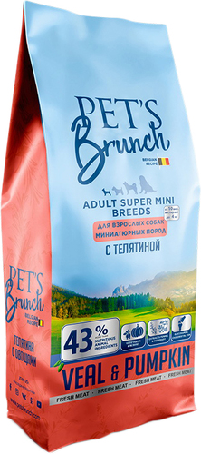 Сухой корм для собак Pet's Brunch для взрослых собак миниатюрных пород с телятиной 1 кг