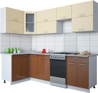 Угловая кухня Интерлиния Мила Gloss 50-12x25 (ваниль/шоколад глянец)