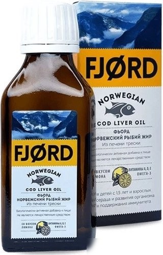 БАД Fjord Норвежский рыбий жир из печени трески со вкусом лимона (200мл)