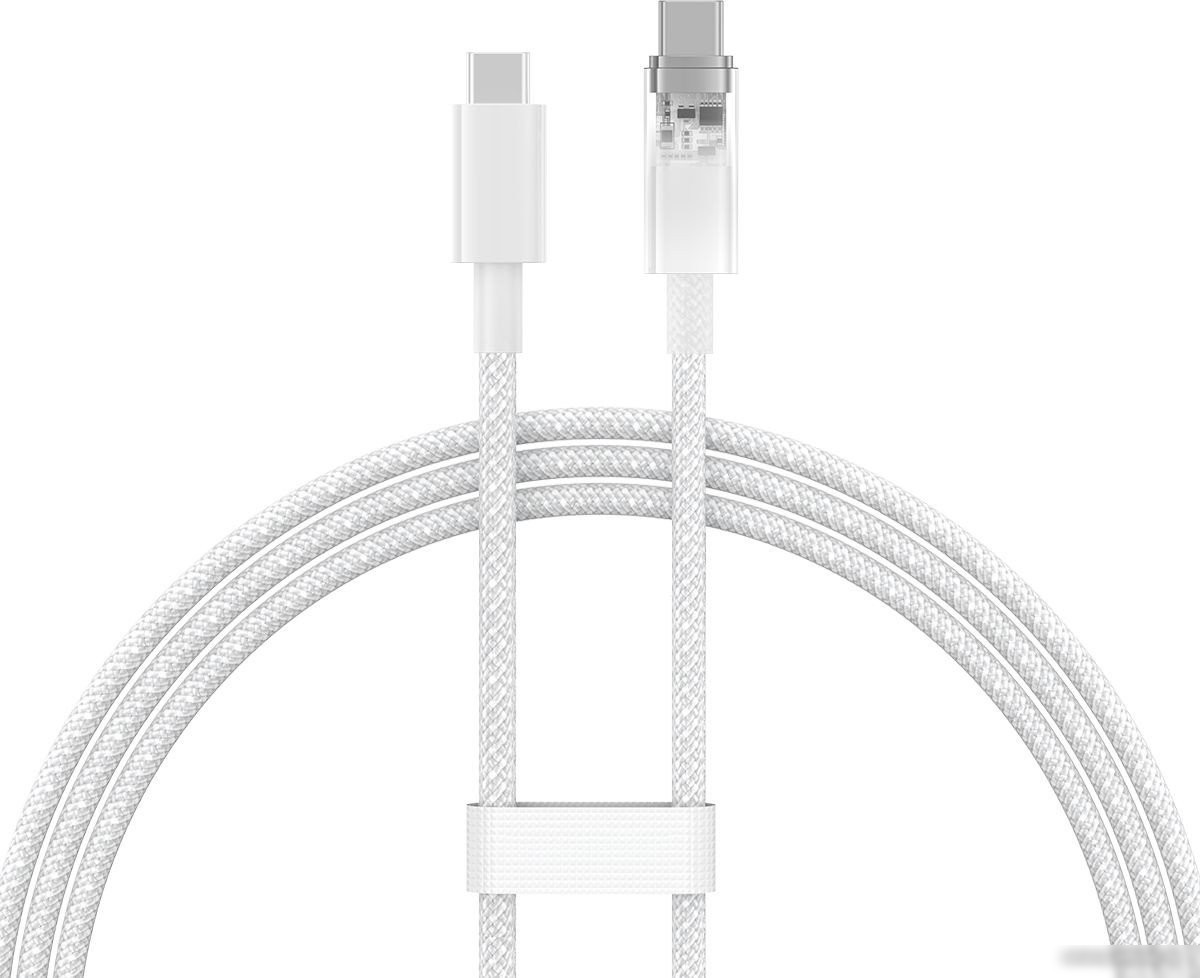 Кабель Baseus Explorer Series Fast Charging Cable Auto Power-Off For Overheating 100W USB Type-C - USB Type-C (1 м, белый)