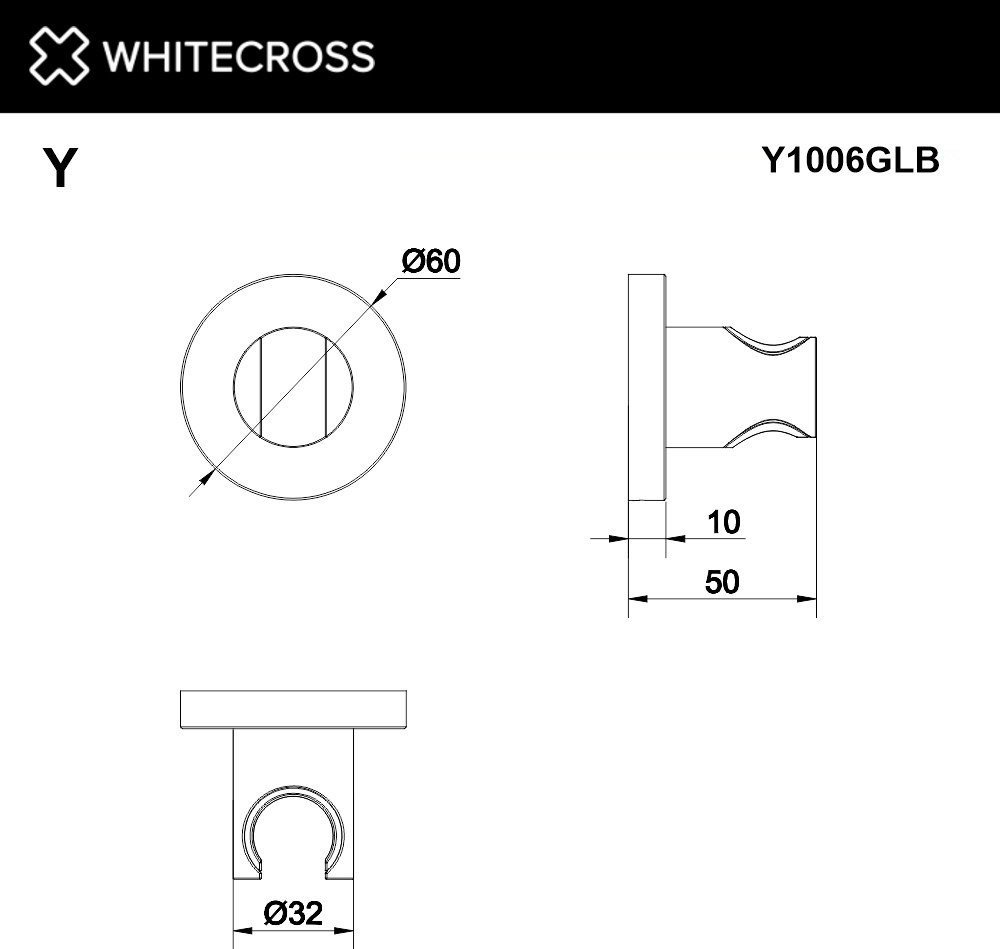 Держатель душевой лейки Whitecross Y1006GLB (брашированное золото)