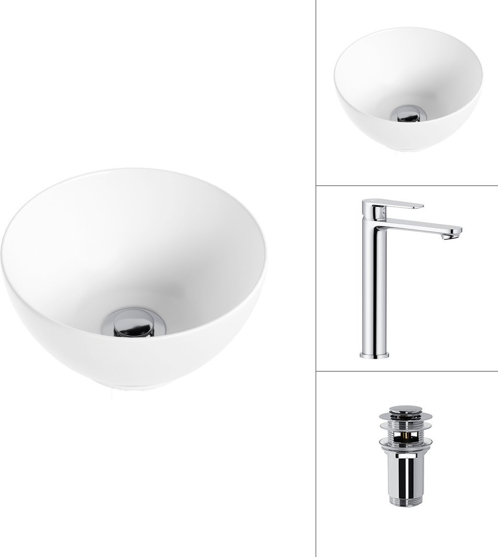 Умывальник Lauter 21601E + Moon 21СK81691C с донным клапаном 21190CH (хром)