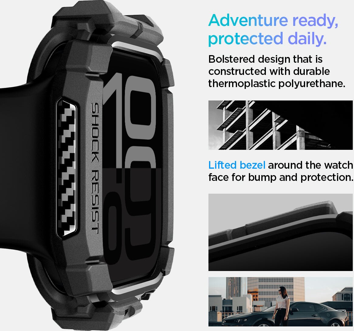 Чехол Spigen Rugged Armor для Apple Watch 10 42 мм ACS08585 (черный)